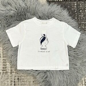 My Little Cozmo Youth White Organic Crop T-Shirt "I'm Natural, I'm Cool" Size 6Y